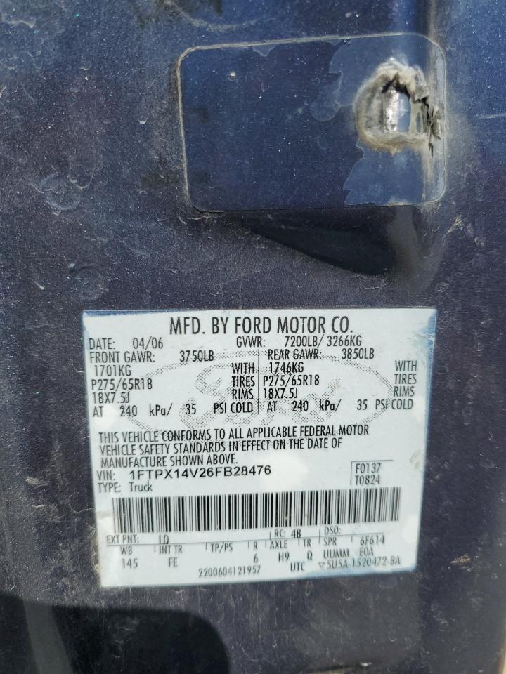 1FTPX14V26FB28476 2006 Ford F150