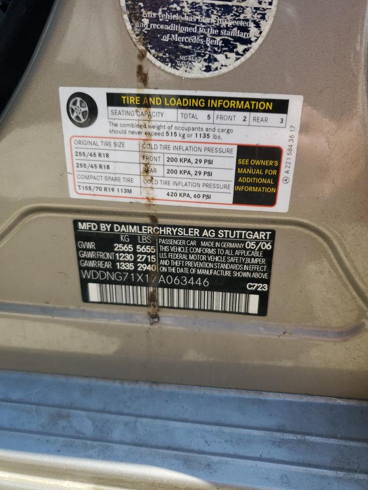 2007 Mercedes-Benz S 550 VIN: WDDNG71X17A063446 Lot: 51477044