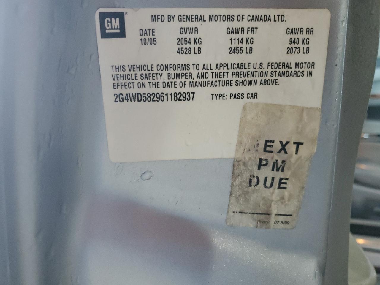 2006 Buick Lacrosse Cxl VIN: 2G4WD582961182937 Lot: 48736144