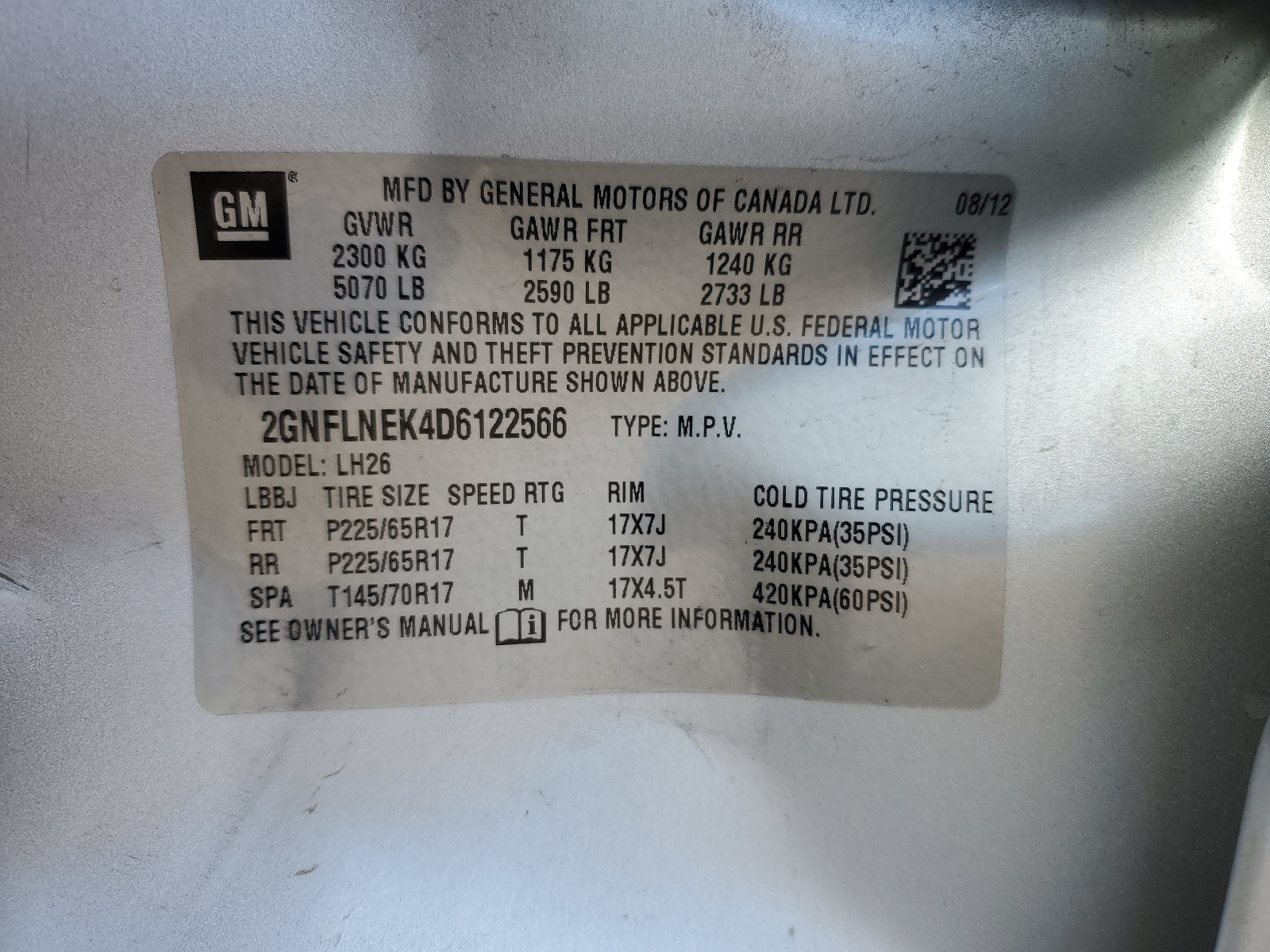 2GNFLNEK4D6122566 2013 Chevrolet Equinox Lt