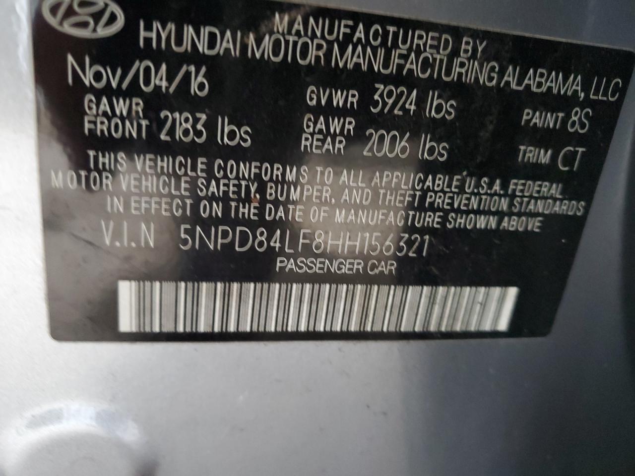 5NPD84LF8HH156321 2017 Hyundai Elantra Se