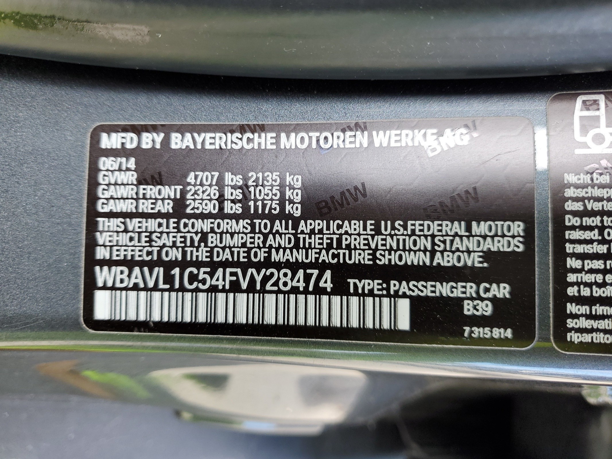 WBAVL1C54FVY28474 2015 BMW X1 xDrive28I