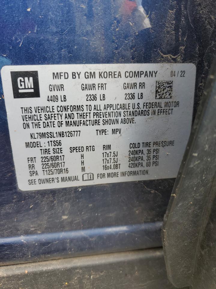 2022 Chevrolet Trailblazer Activ VIN: KL79MSSL1NB126777 Lot: 50409514