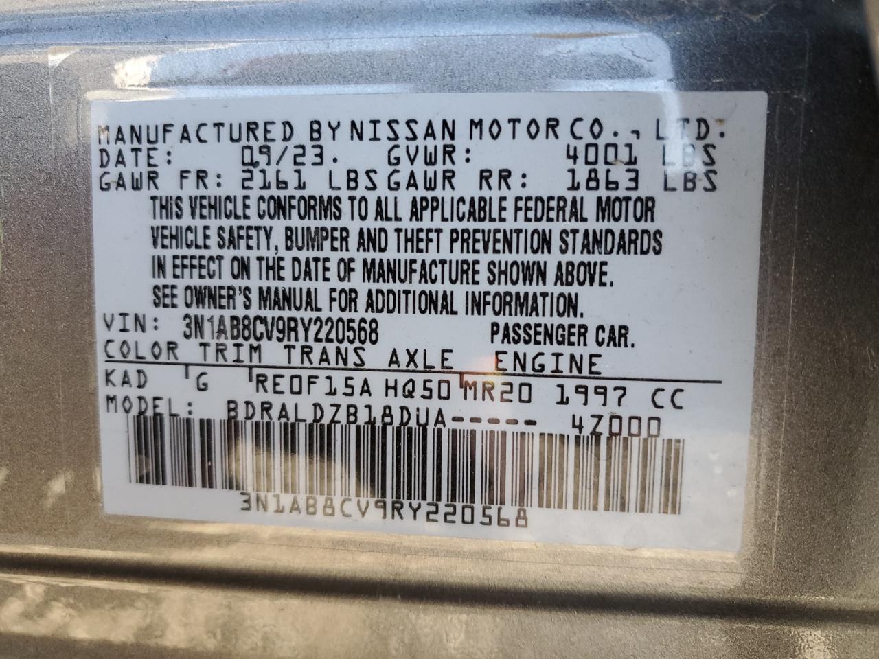 3N1AB8CV9RY220568 NISSAN SENTRA 2024