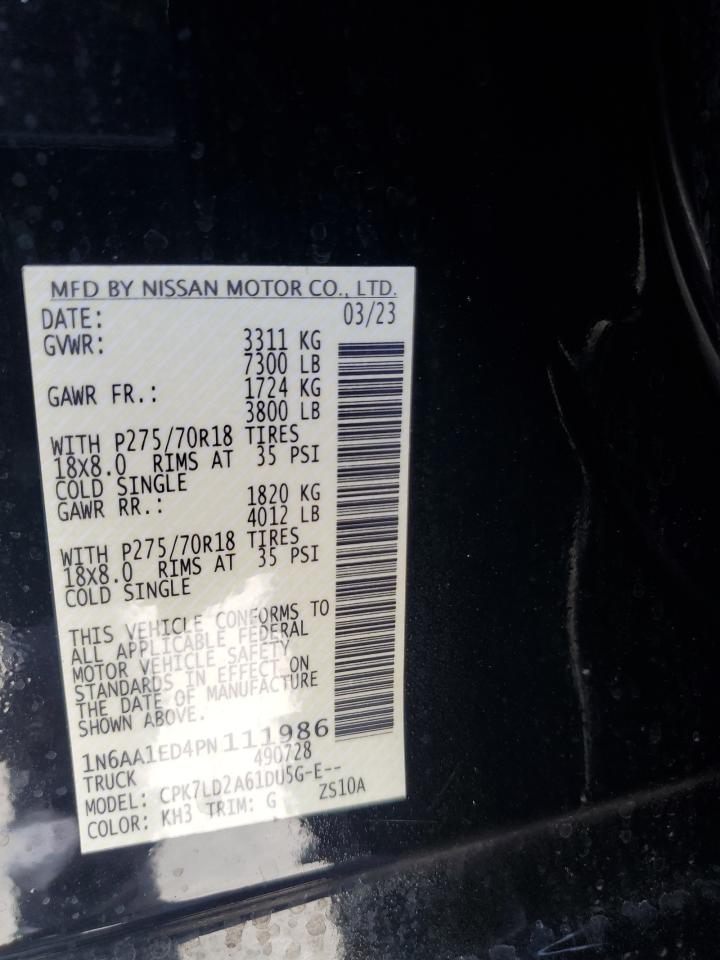 2023 Nissan Titan Sv VIN: 1N6AA1ED4PN111986 Lot: 55158975