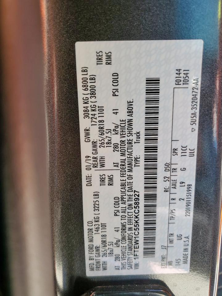 1FTEW1C55KKC58927 FORD F-150 2019