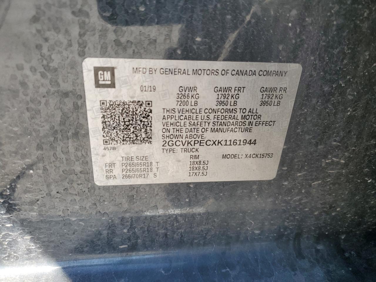 2GCVKPECXK1161944 CHEVROLET ALL Models 2019