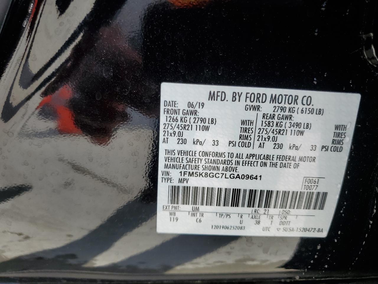 1FM5K8GC7LGA09641 FORD EXPLORER 2020