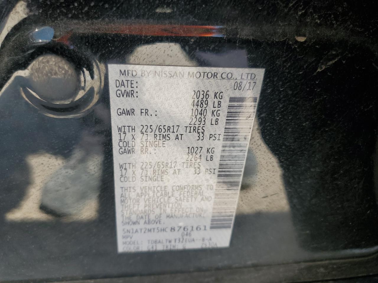 5N1AT2MT5HC876161 NISSAN ROGUE 2017