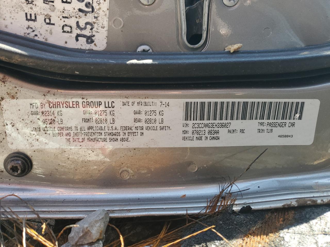 2014 Chrysler 300 VIN: 2C3CCAAG3EH336027 Lot: 52531265