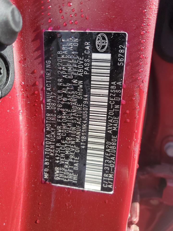 4T1B11HK4JU507944 TOYOTA CAMRY 2018