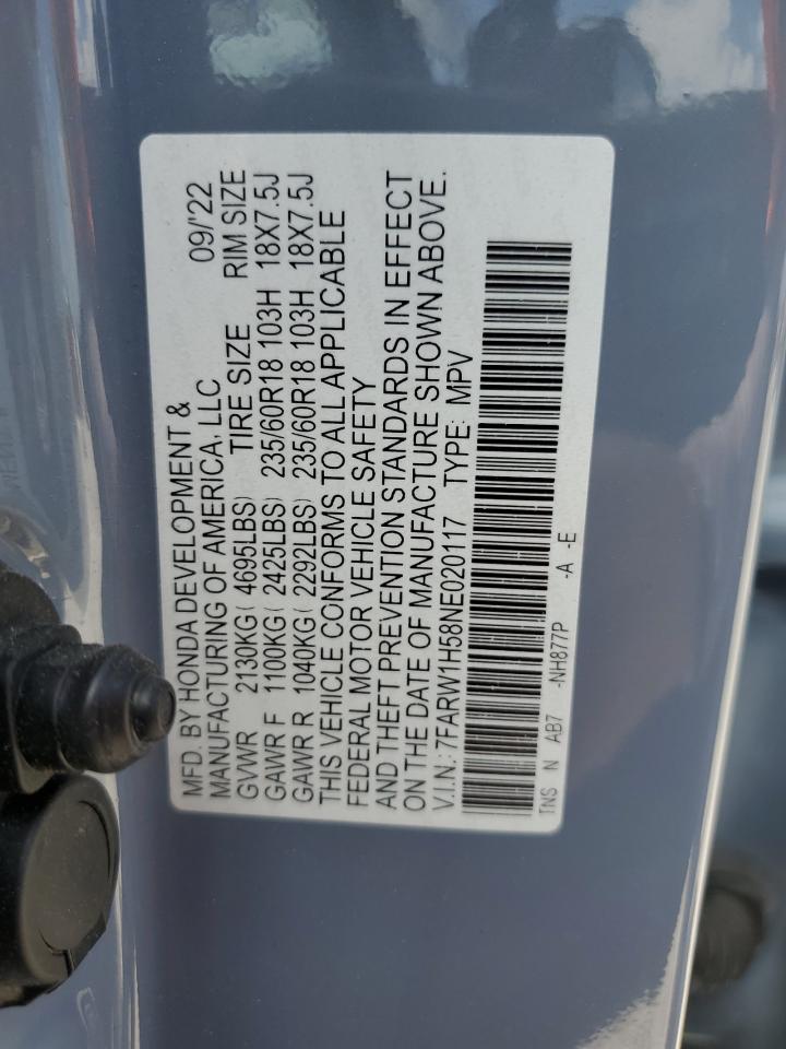7FARW1H58NE020117 HONDA CRV 2022