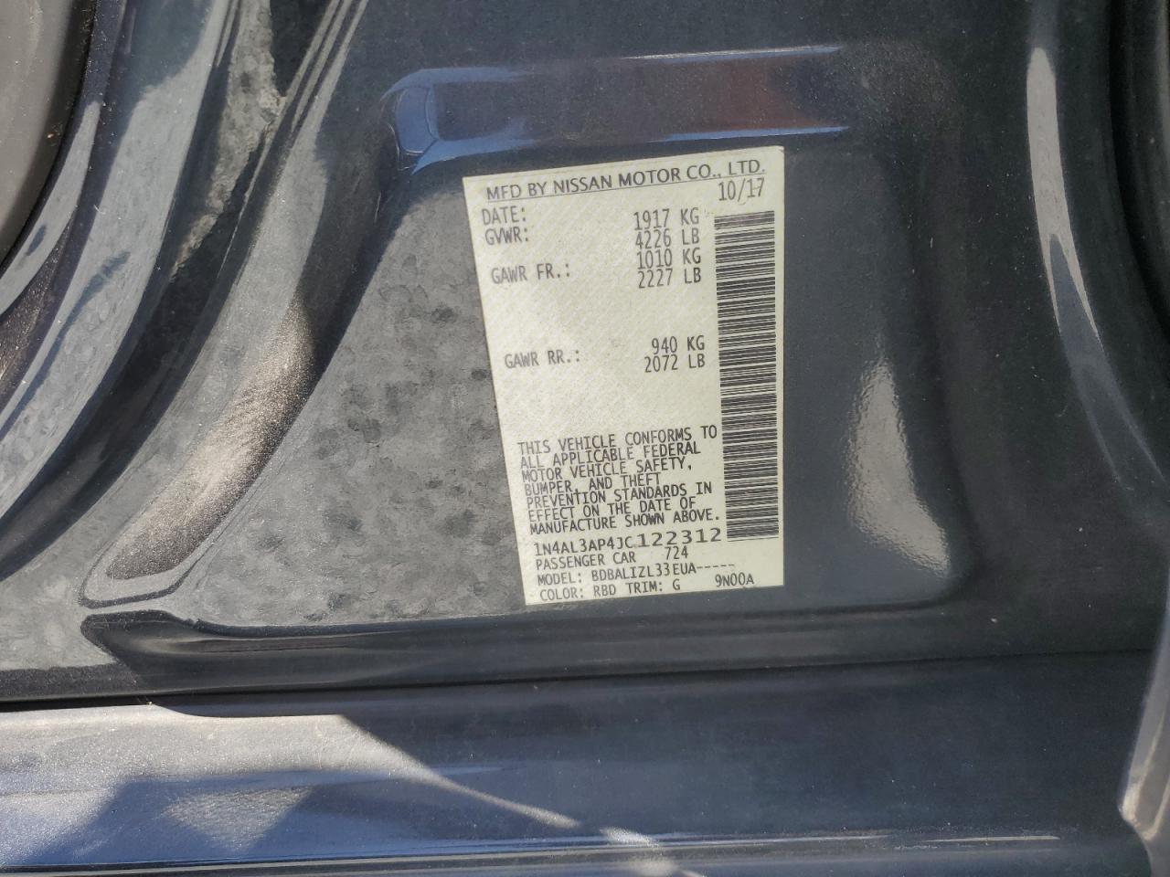 1N4AL3AP4JC122312 NISSAN ALTIMA 2018