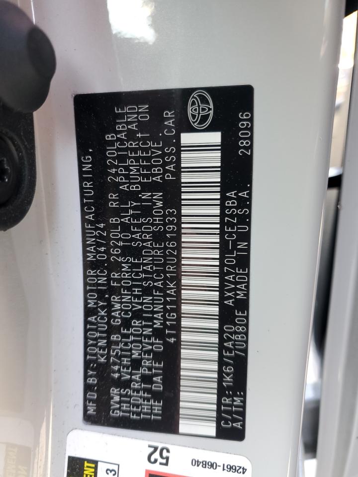 4T1G11AK1RU261933 TOYOTA CAMRY 2024