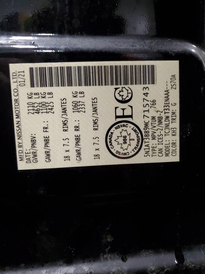 5N1AT3BB9MC715743 NISSAN ROGUE 2021