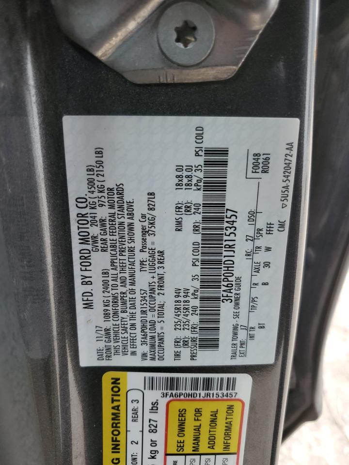 3FA6P0HD1JR153457 FORD FUSION 2018