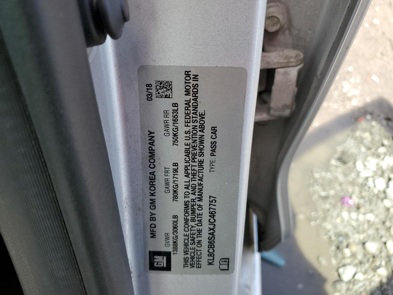 KL8CB6SAXJC467757 CHEVROLET SPARK 2018