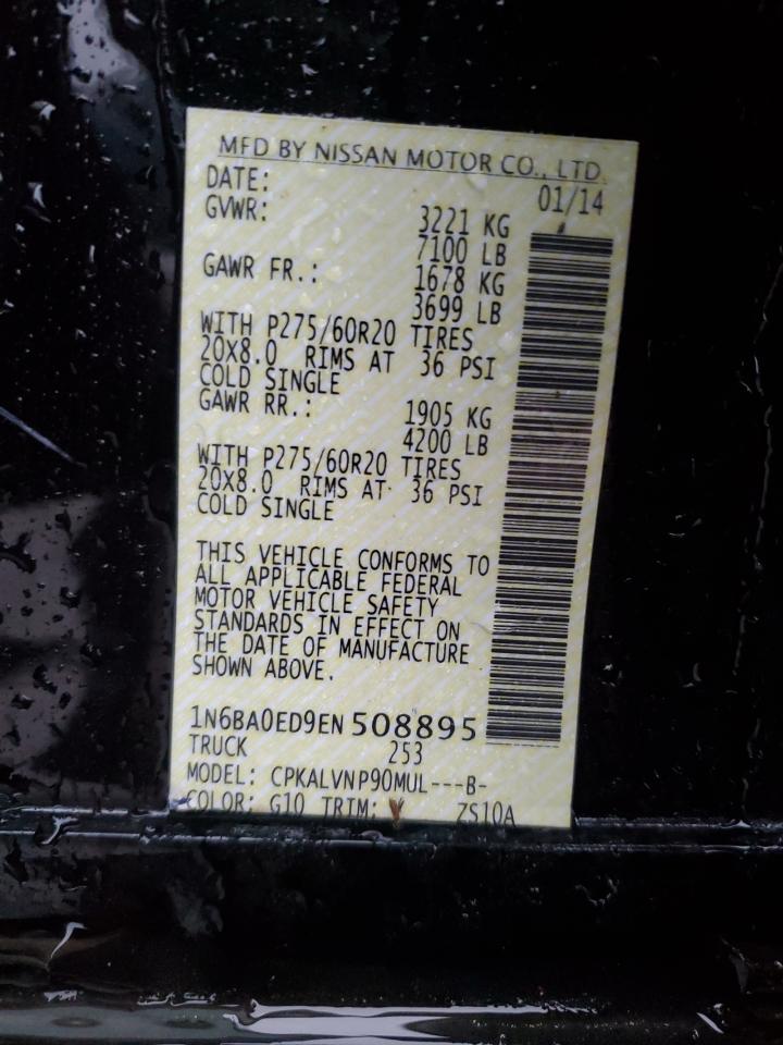 2014 Nissan Titan S VIN: 1N6BA0ED9EN508895 Lot: 54260045