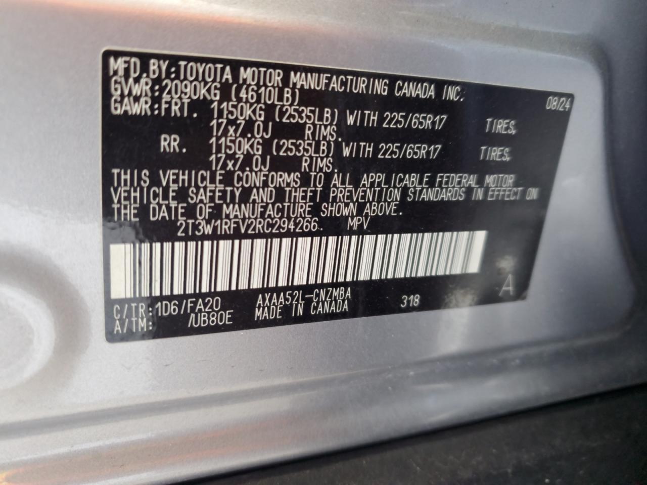 2T3W1RFV2RC294266 TOYOTA RAV4 2024