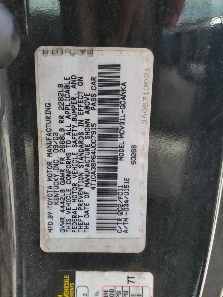 2004 Toyota Camry Solara Se VIN: 4T1CA38P64U007915 Lot: 51520555
