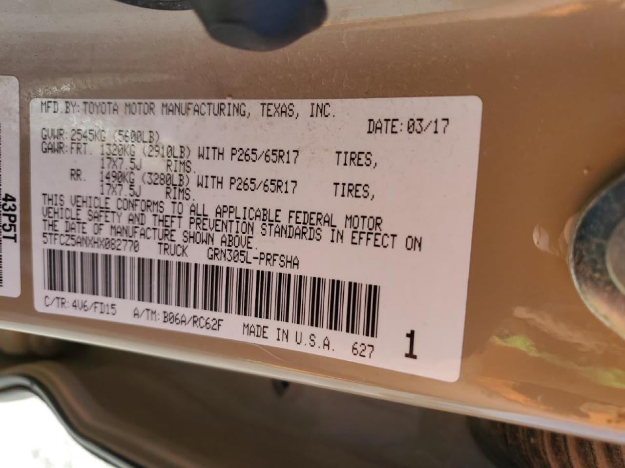 5TFCZ5ANXHX082770 2017 Toyota Tacoma Double Cab