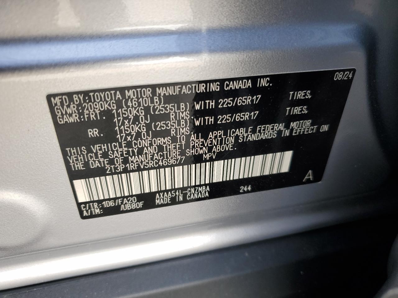 2T3P1RFV5RC469677 TOYOTA RAV4 2024