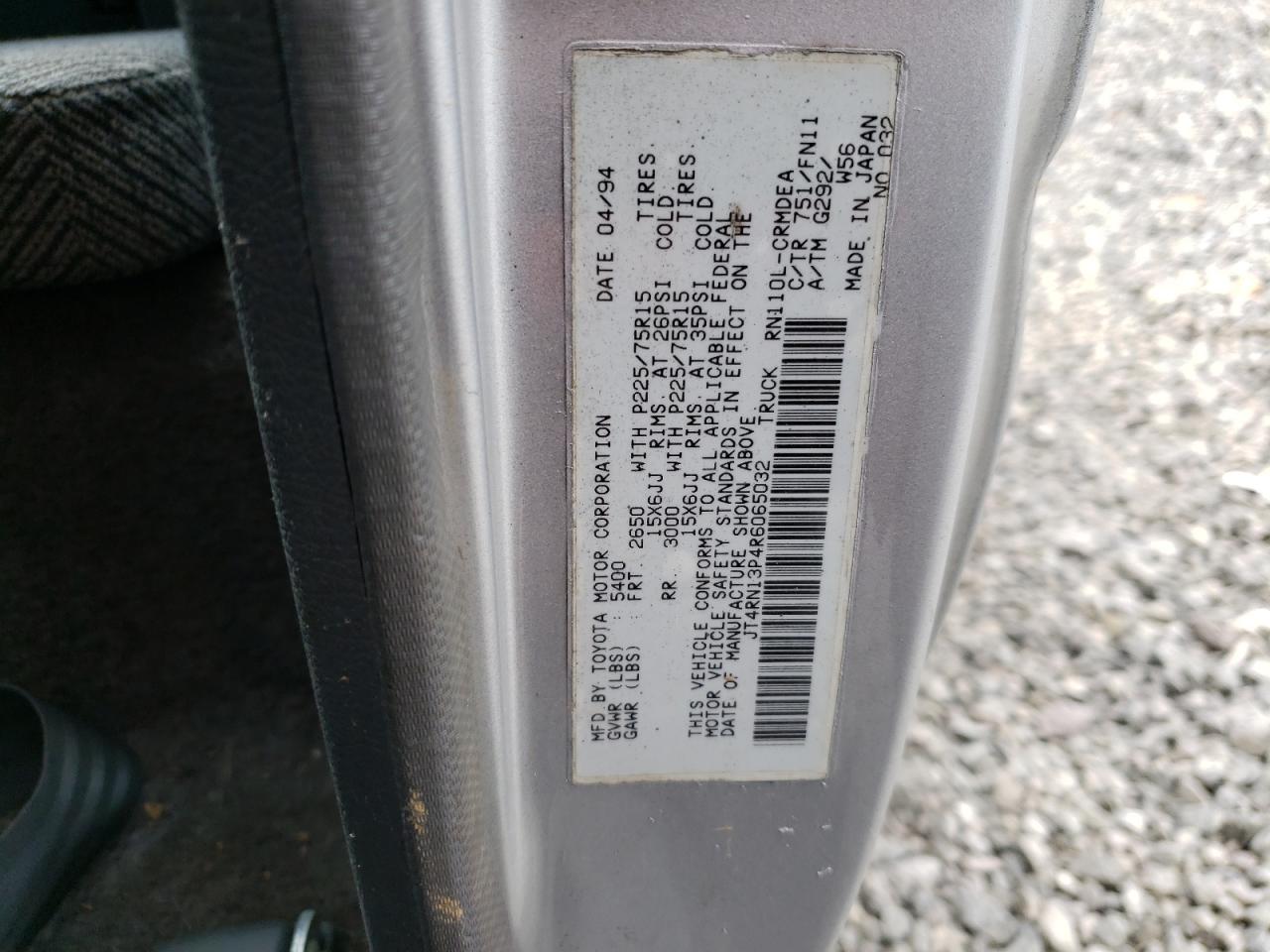 1994 Toyota Pickup 1/2 Ton Extra Long Wheelbase VIN: JT4RN13P4R6065032 Lot: 51013105
