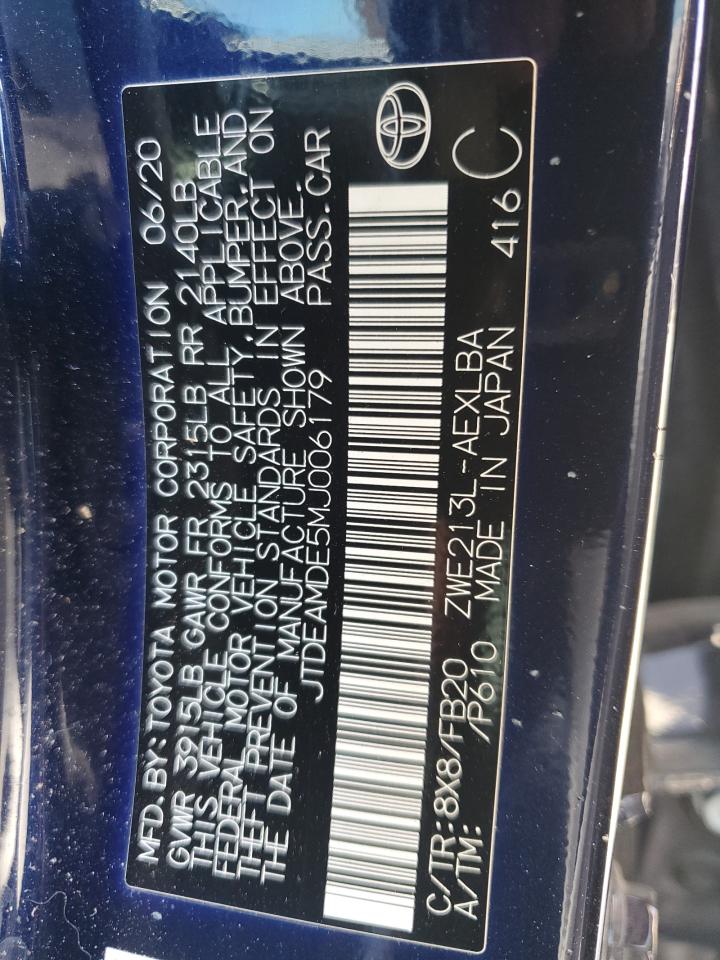 JTDEAMDE5MJ006179 TOYOTA COROLLA 2021
