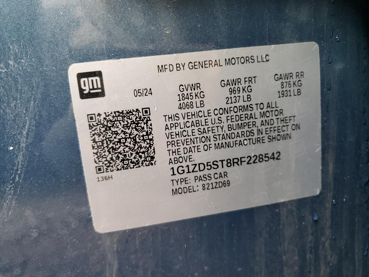 1G1ZD5ST8RF228542 CHEVROLET MALIBU 2024