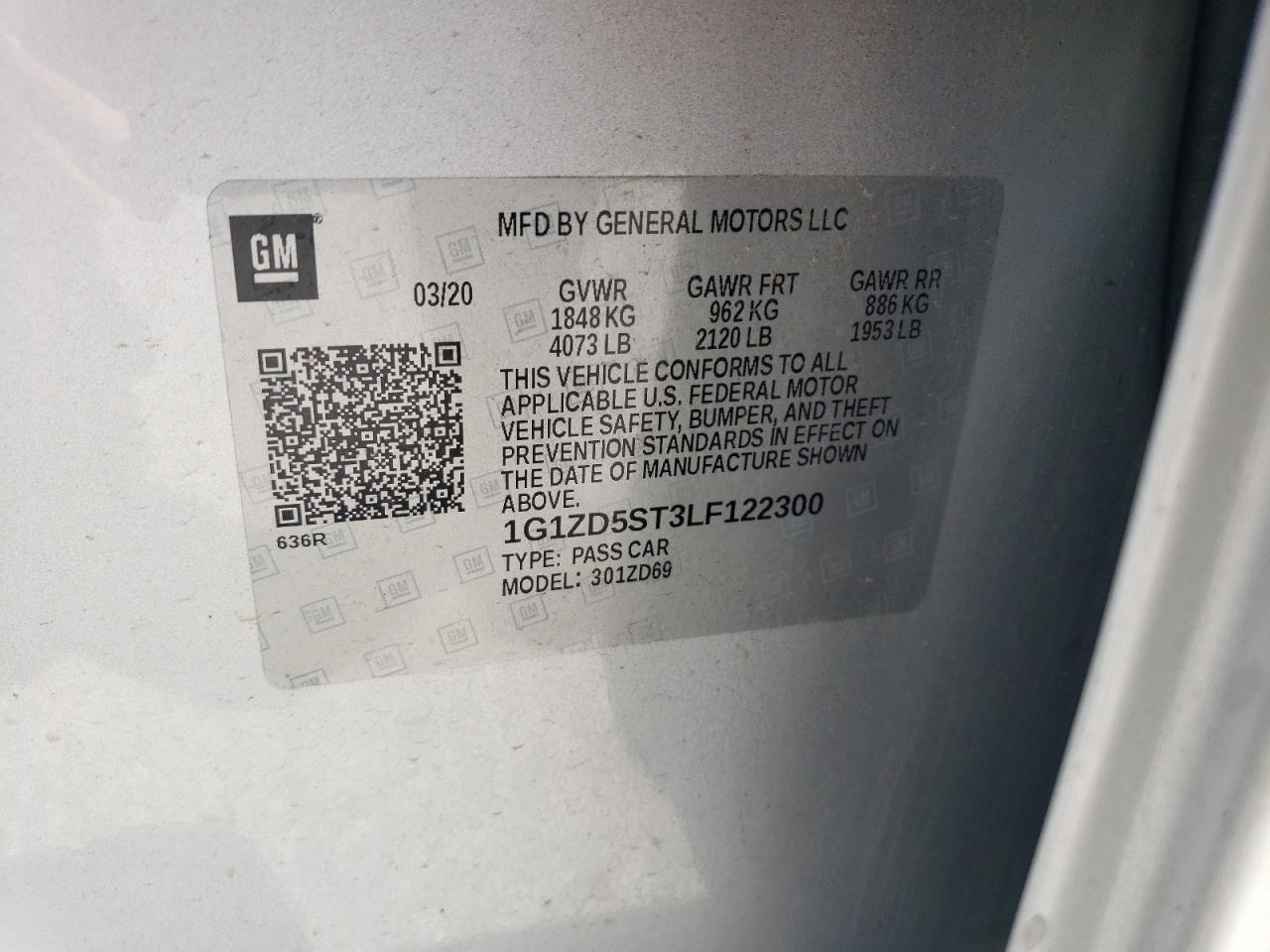 1G1ZD5ST3LF122300 CHEVROLET MALIBU 2020