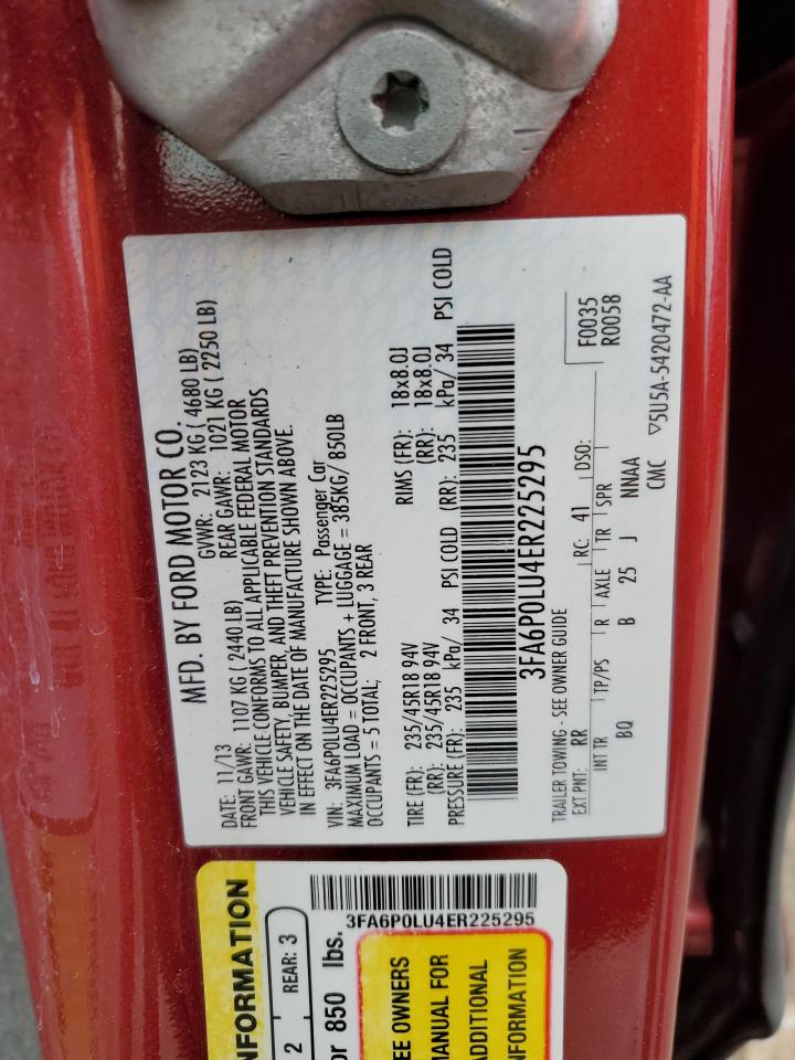 2014 Ford Fusion Se Hybrid VIN: 3FA6P0LU4ER225295 Lot: 72026215