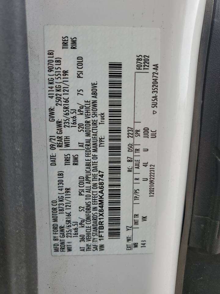 1FTBR1X84MKA68747 FORD TRANSIT 2021