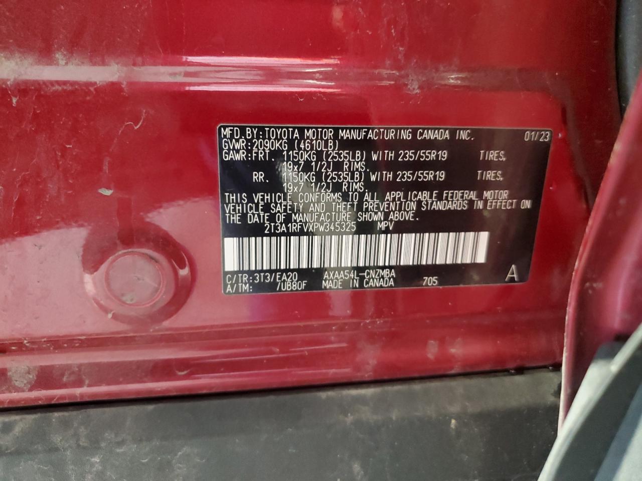 2T3A1RFVXPW345325 TOYOTA RAV4 2023