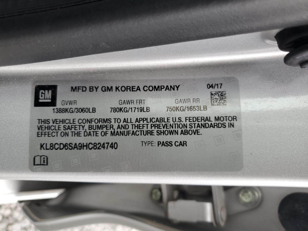 KL8CD6SA9HC824740 CHEVROLET SPARK 2017