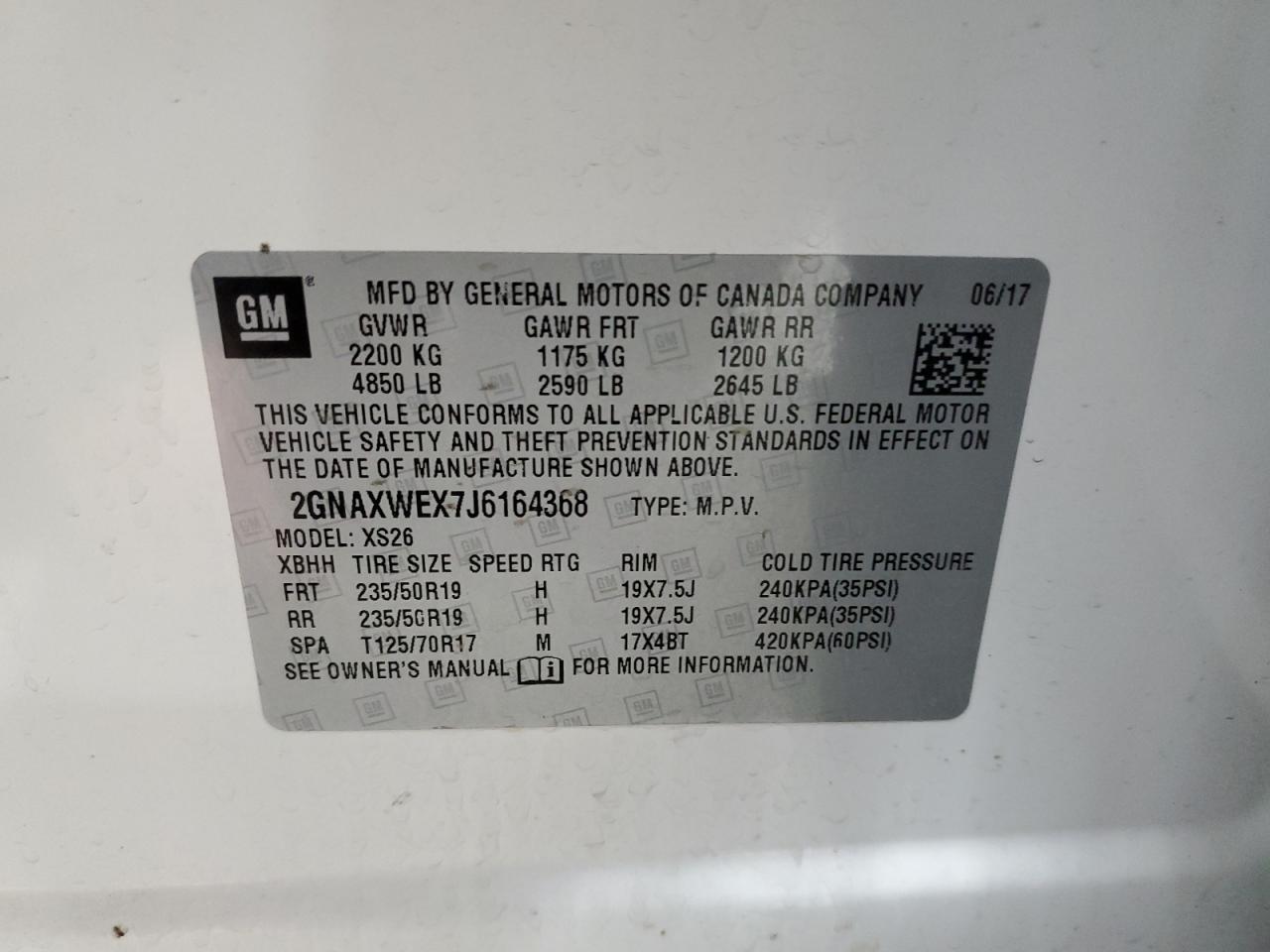 2GNAXWEX7J6164368 CHEVROLET EQUINOX 2018