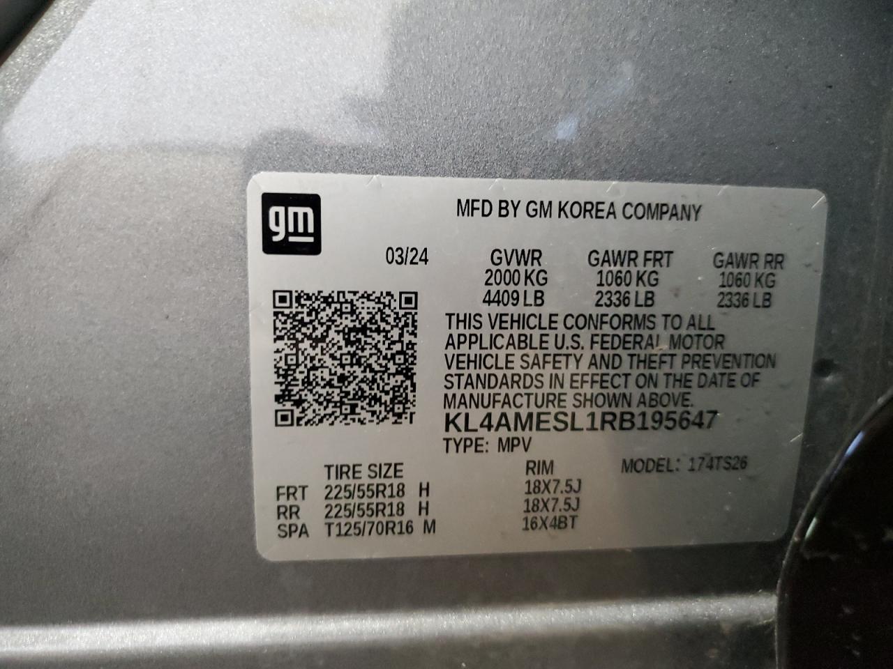 2024 Buick Encore Gx Sport Touring VIN: KL4AMESL1RB195647 Lot: 52866795