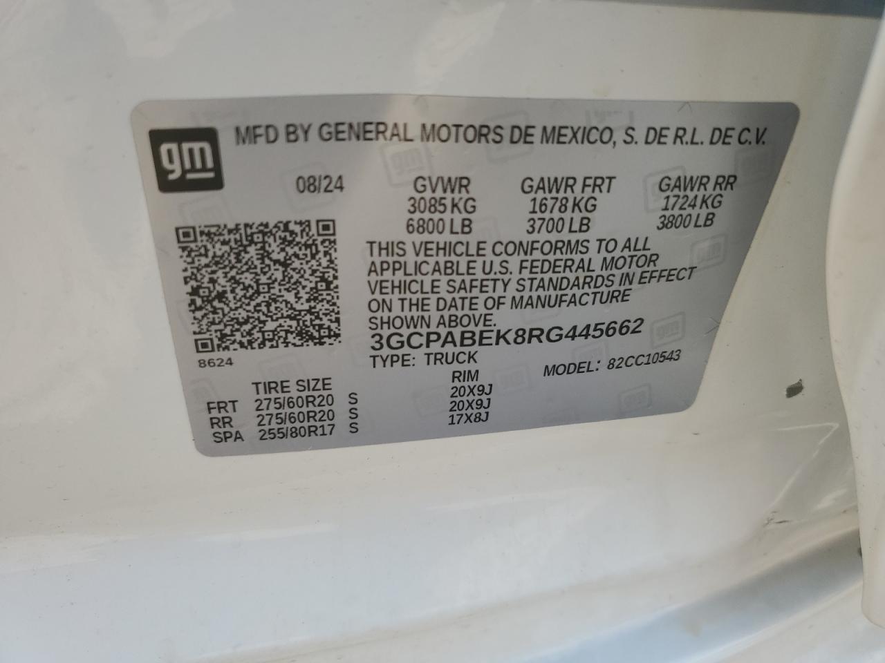 3GCPABEK8RG445662 CHEVROLET ALL Models 2024