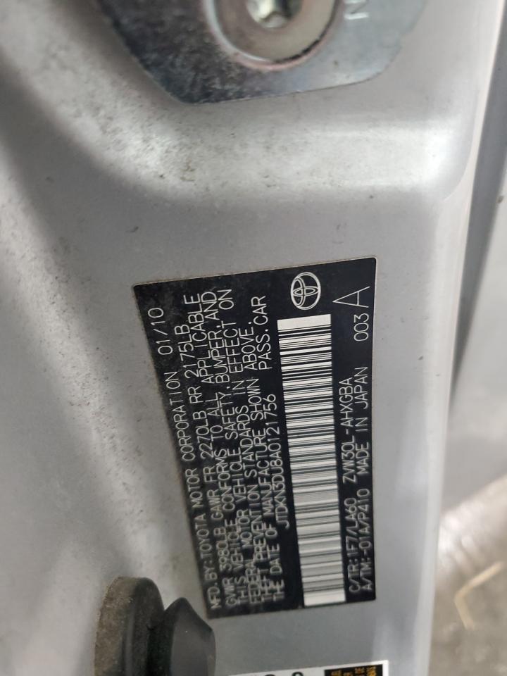 2010 Toyota Prius VIN: JTDKN3DU8A0121756 Lot: 55029325