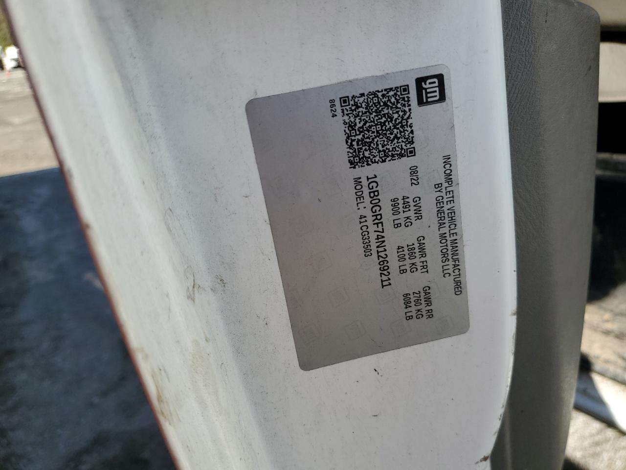 1GB0GRF74N1269211 CHEVROLET EXPRESS 2022