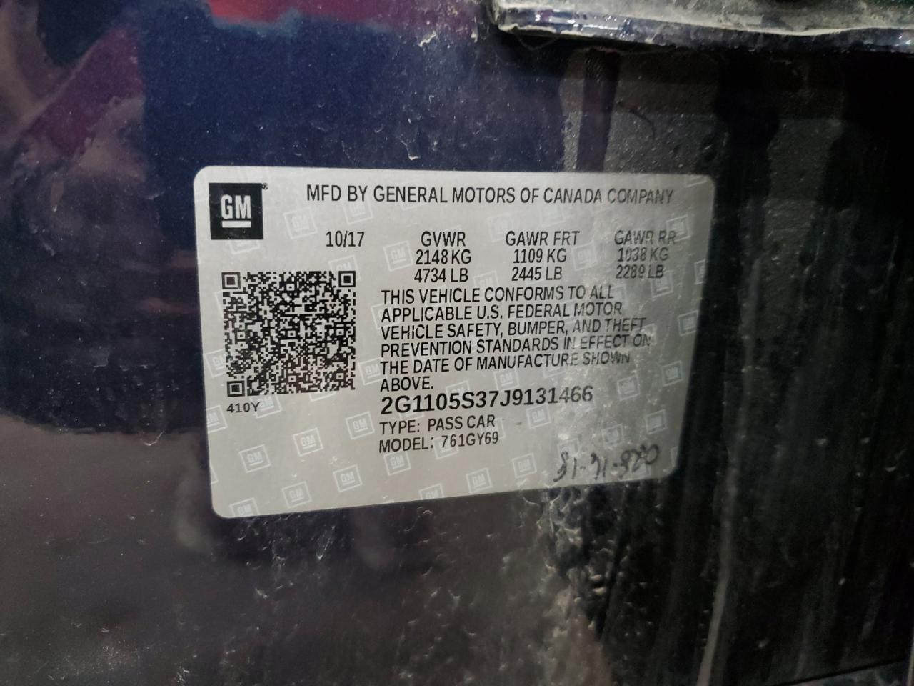 2G1105S37J9131466 CHEVROLET IMPALA 2018