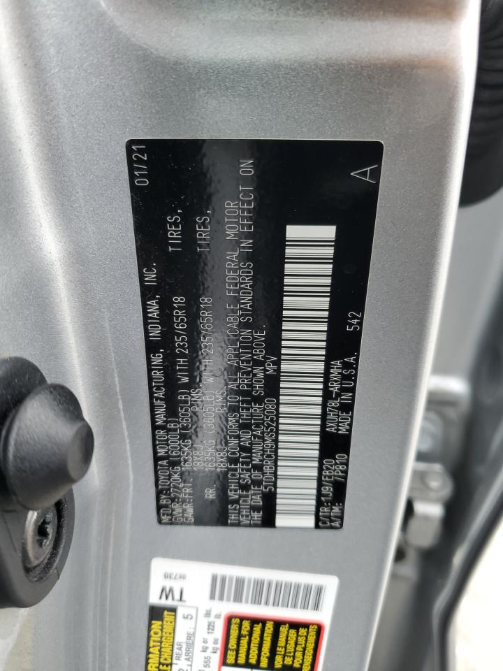 2021 Toyota Highlander Hybrid Xle VIN: 5TDHBRCH9MS525080 Lot: 54410075