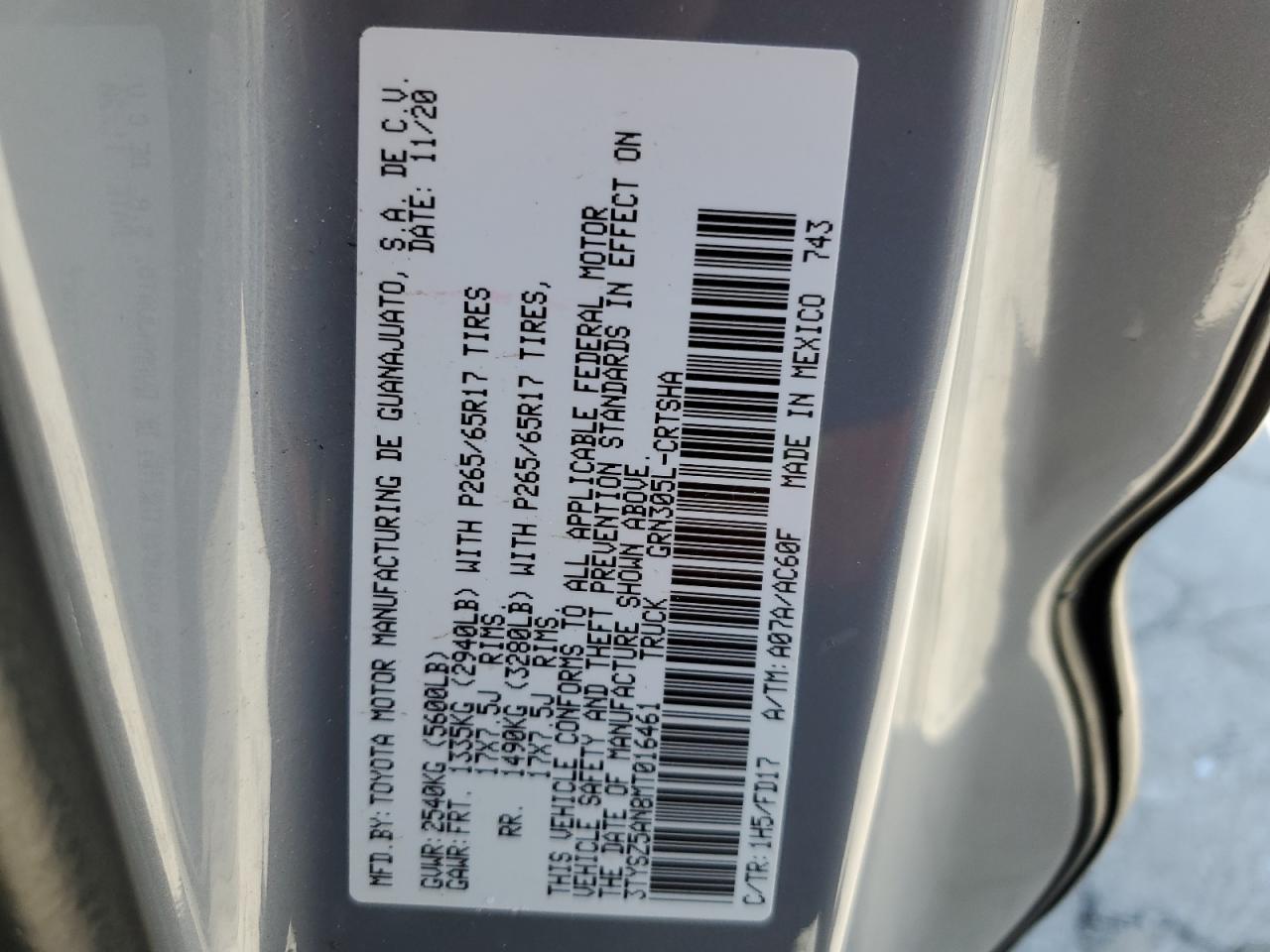 2021 Toyota Tacoma Access Cab VIN: 3TYSZ5AN8MT016461 Lot: 52541805