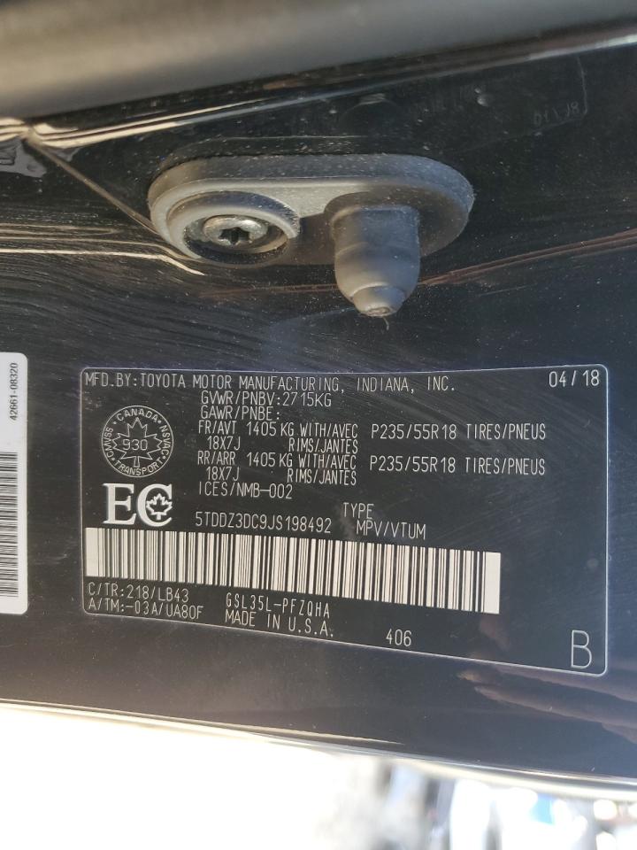 5TDDZ3DC9JS198492 TOYOTA All Models 2018