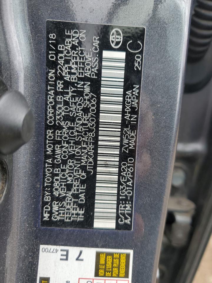 JTDKARFP8J3070067 TOYOTA PRIUS 2018