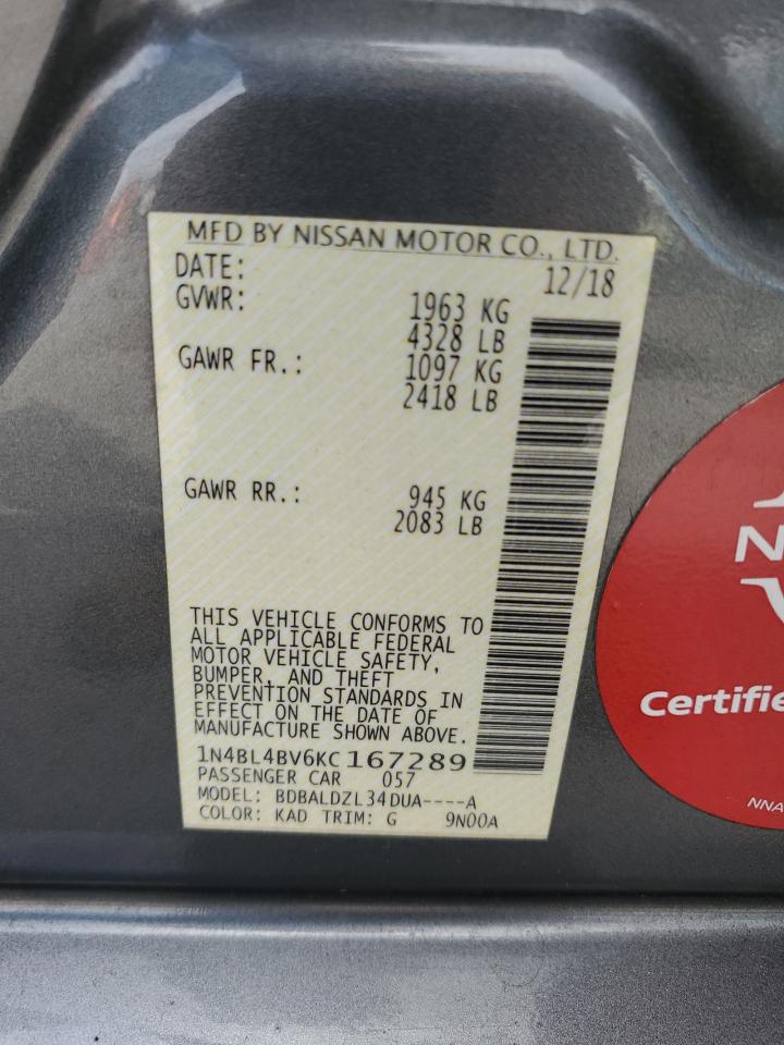 1N4BL4BV6KC167289 NISSAN ALTIMA 2019