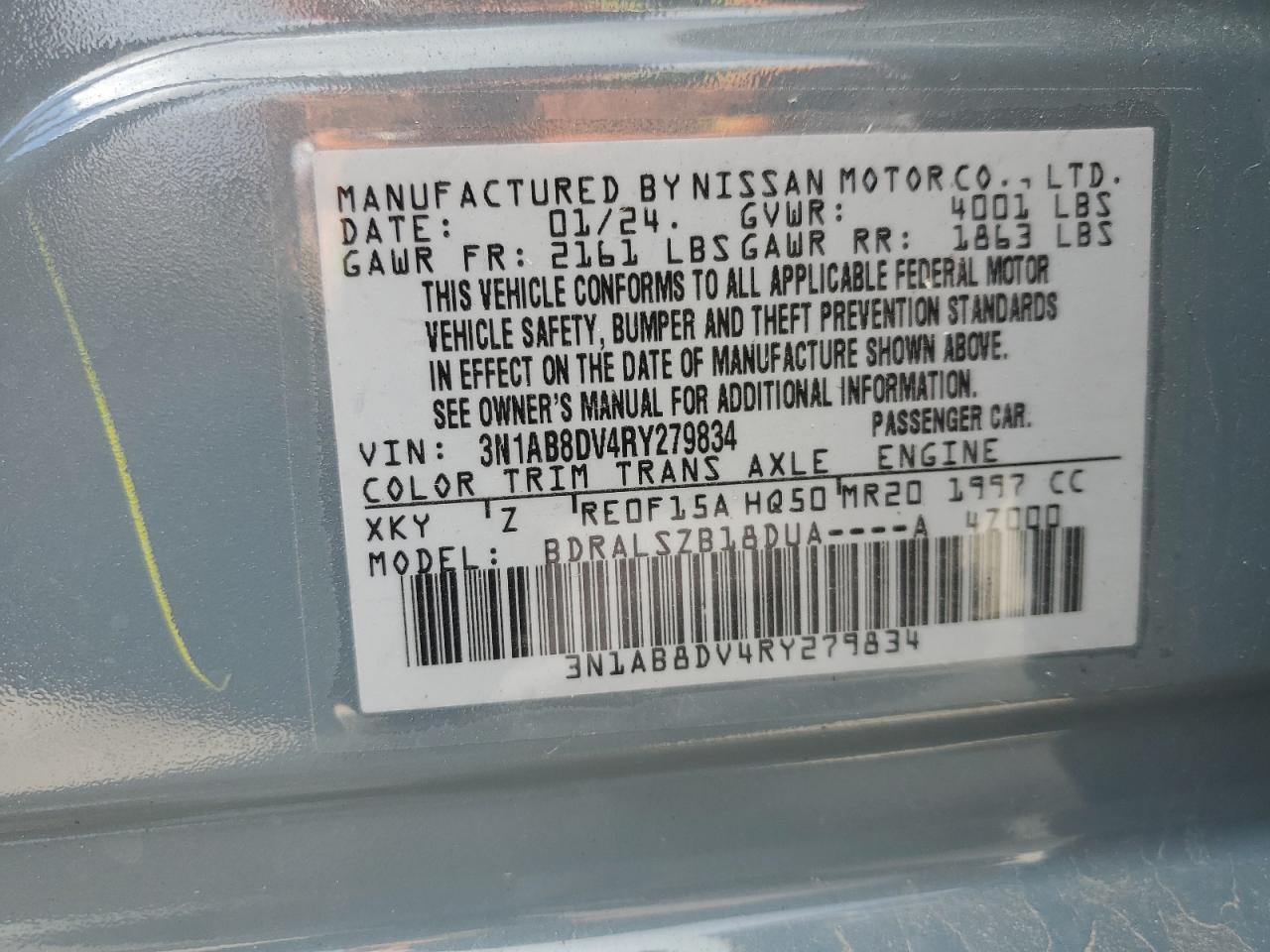 3N1AB8DV4RY279834 NISSAN SENTRA 2024