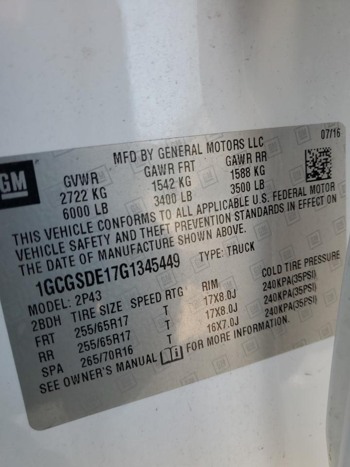 1GCGSDE17G1345449 CHEVROLET COLORADO 2016