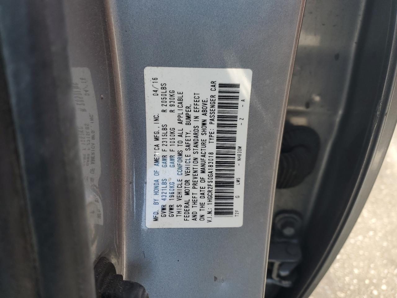 2016 Honda Accord Sport VIN: 1HGCR2F50GA183018 Lot: 52198145