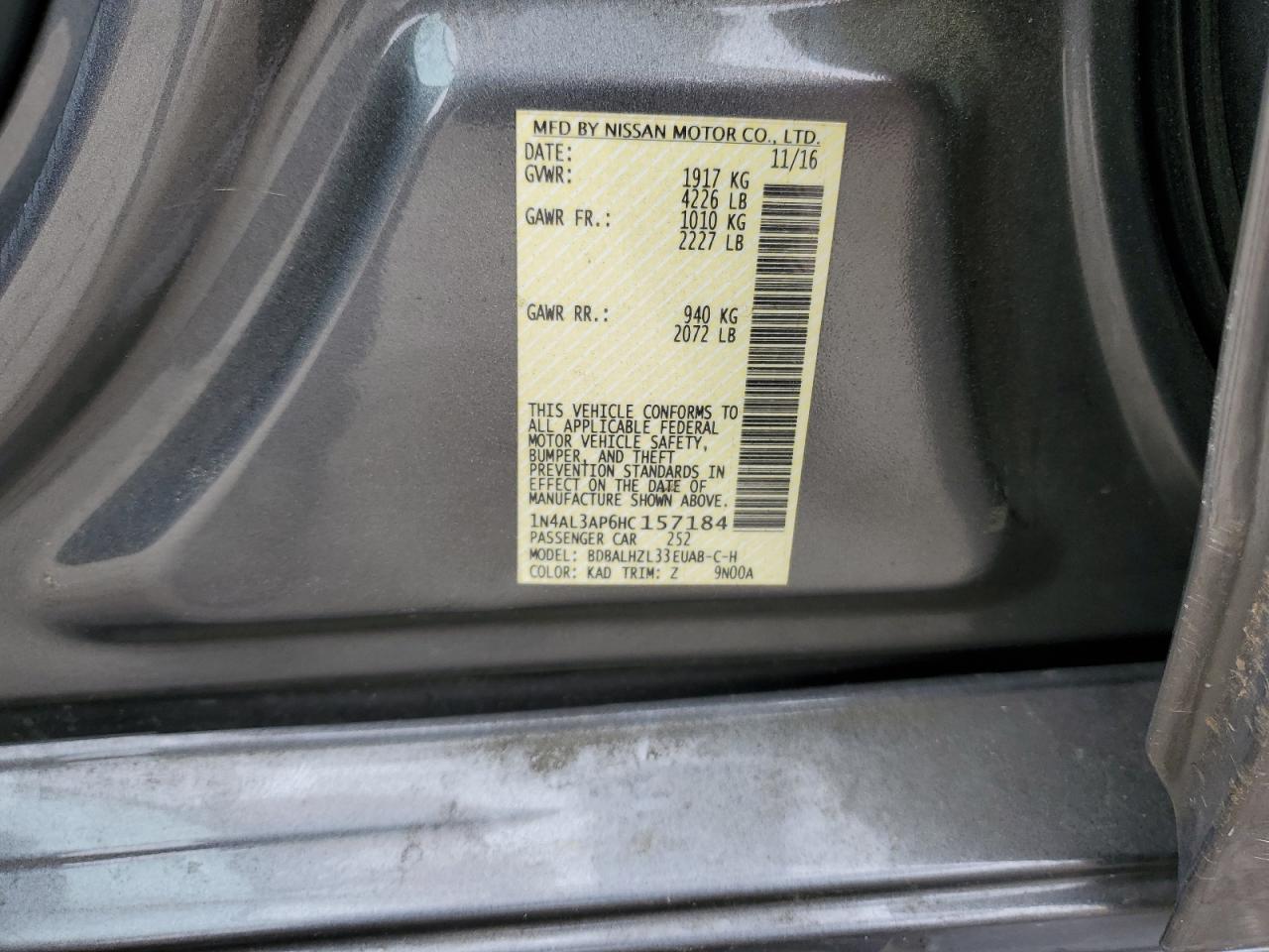 1N4AL3AP6HC157184 NISSAN ALTIMA 2017