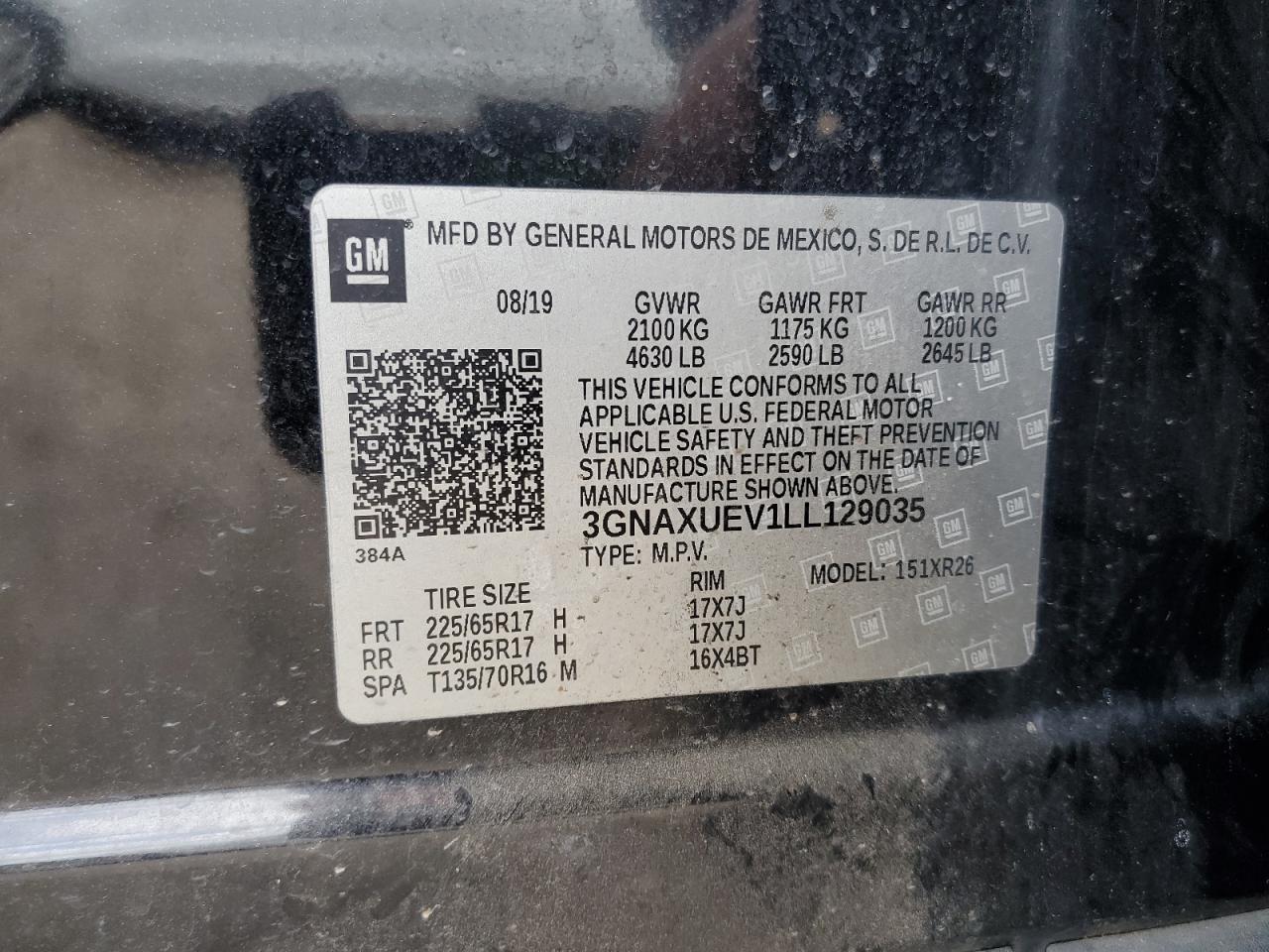 3GNAXUEV1LL129035 CHEVROLET EQUINOX 2020